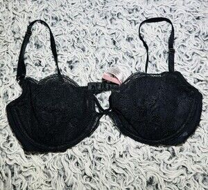 34C Victorias Secret Womens  Lace Underwire Unpadded Back Close Push-Up Bra